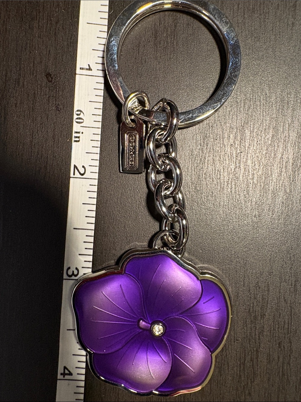 Coach Purple Flower Keychain Key Ring - Picture 1 of 3